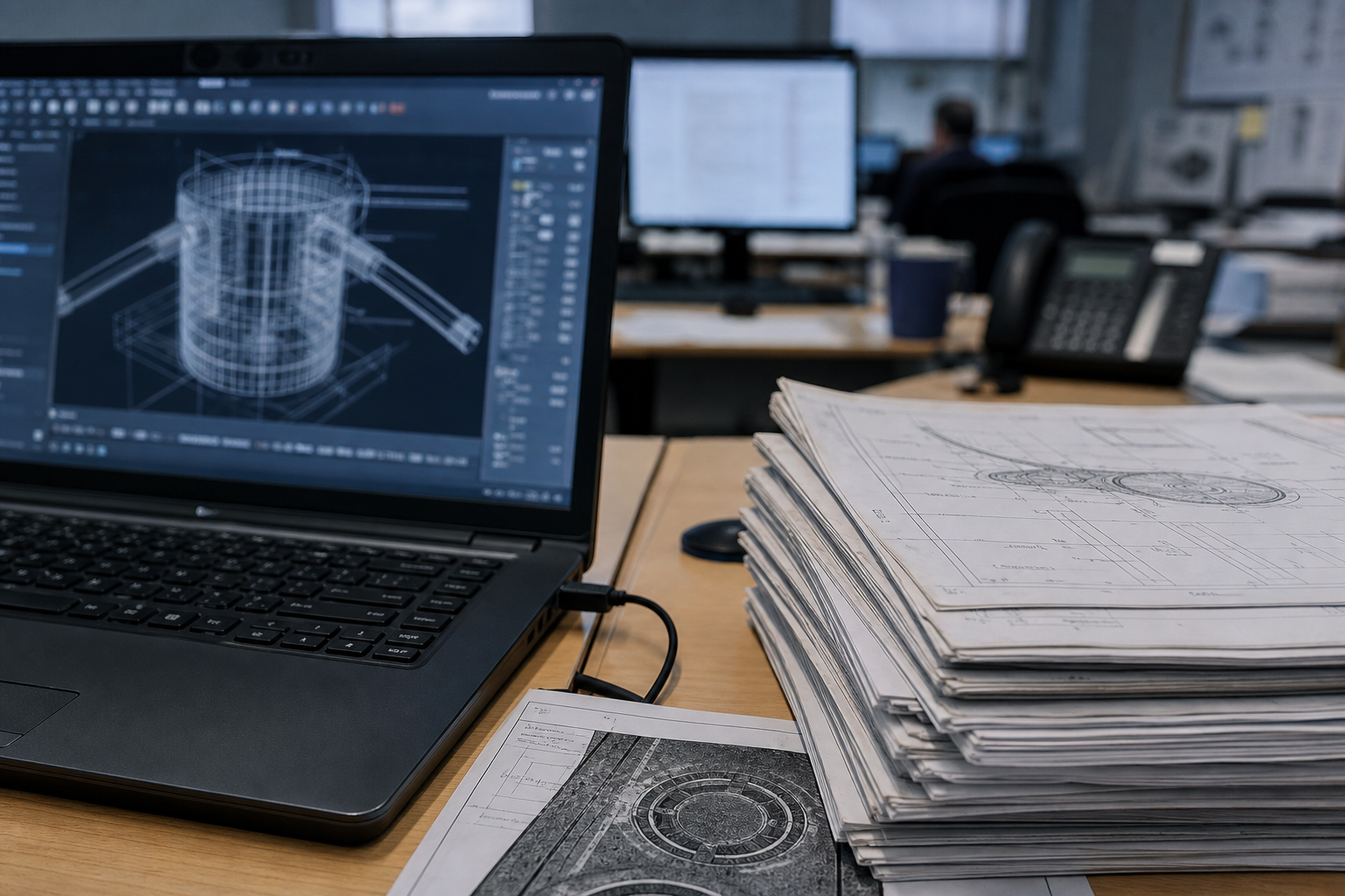 Comparison of modern CAD export versus legacy PDF-only manhole deliverables