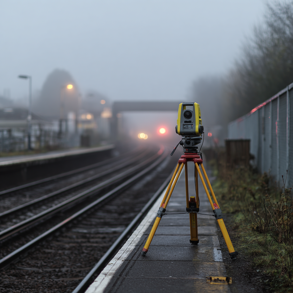 Survey monitoring dashboard showing time-series charts and threshold alerts for rail trackside deformation